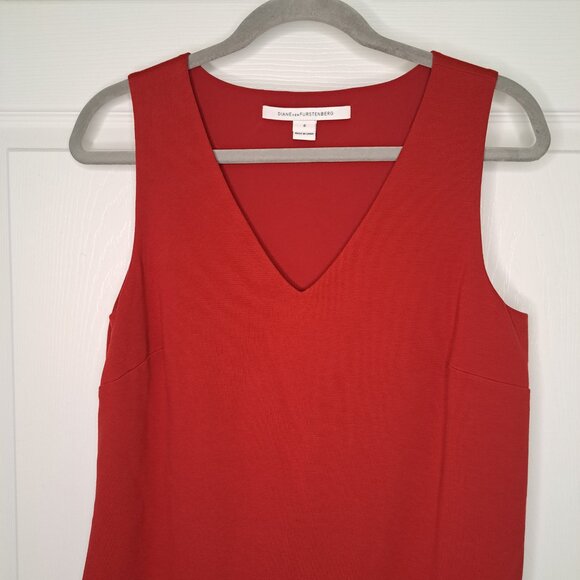 Diane Von Furstenberg Jenn Red Sleeveless Shift Dress Size 6 - Picture 3 of 7